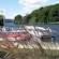 A docked boat on a lake near the village of Eutin in Germany